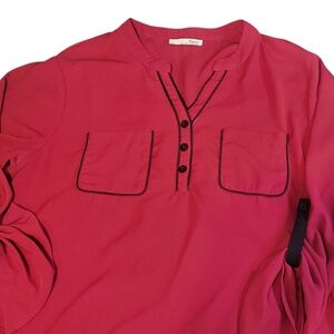 Red MESSIC Blouse with Black Accents